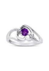 catchy white gold round amethyst gemstone diamond heart birthstone baby ring